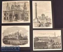 India – Lucknow – 4x 19th Century Original engravings The Imaumbarra 1858 24x18cm^ Gate of the