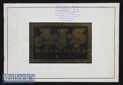 A J S Motor Cycles Sales Catalogue for 1937 - a 16 page catalogue illustrating and detailing with