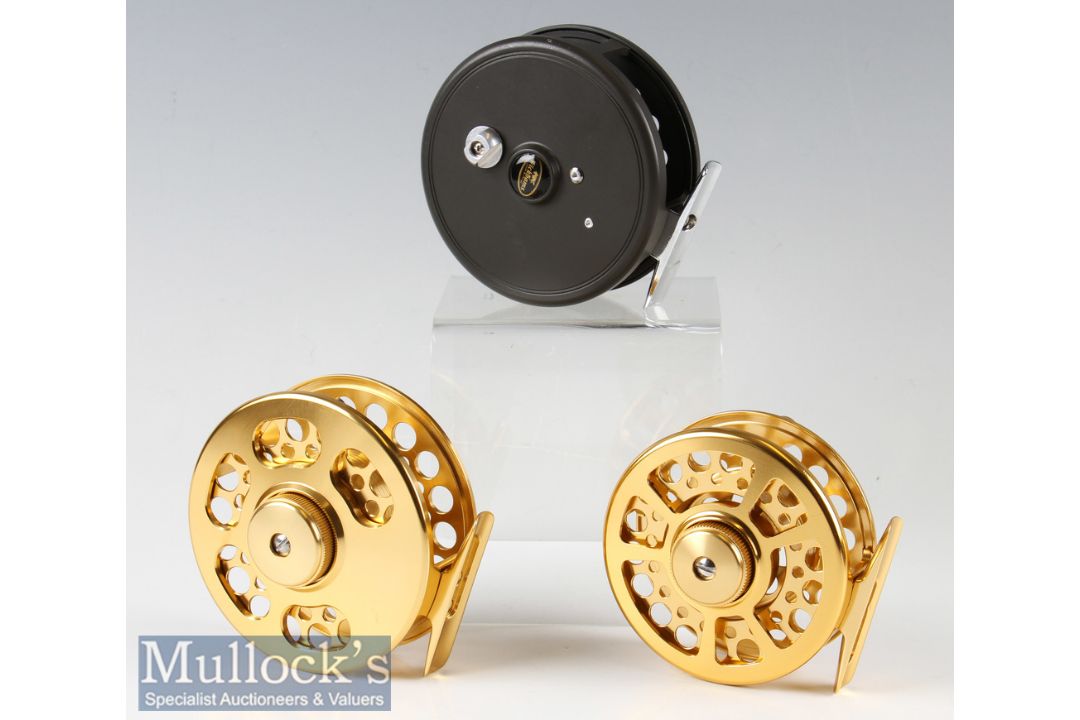 3x Modern Centrepin Fly Reels Heron 3 ¼” ventilated with skeleton frame with rear drag adjuster^ - Image 2 of 2
