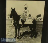 WWI Original Glass slide showing Maharaja Pertap Singh on horse back during WWI. c1914