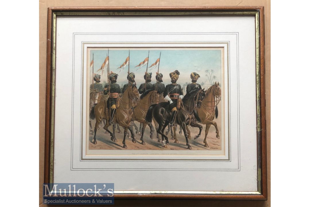 India - Original colour lithograph of the 2nd Bombay lancers review order c1900s by R Simkin. In - Image 1 of 2