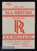Rolls Royce Motor Cars January 1905 Sales Catalogue - A 20 page catalogue featuring 11 illustrations