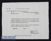 Military – Form used to exempt persons enrolled in the Militia from various Civic duties and from