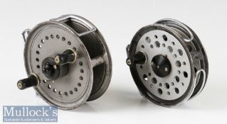 J W Young & Sons Landex 3.5” fly reel twin handle in grey finish with line guard^ together with