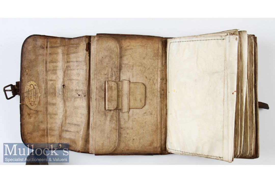 G Little & Co 63 Haymarket London Tooled Leather Fly Wallet internal parchment pages^ compartment - Image 2 of 2