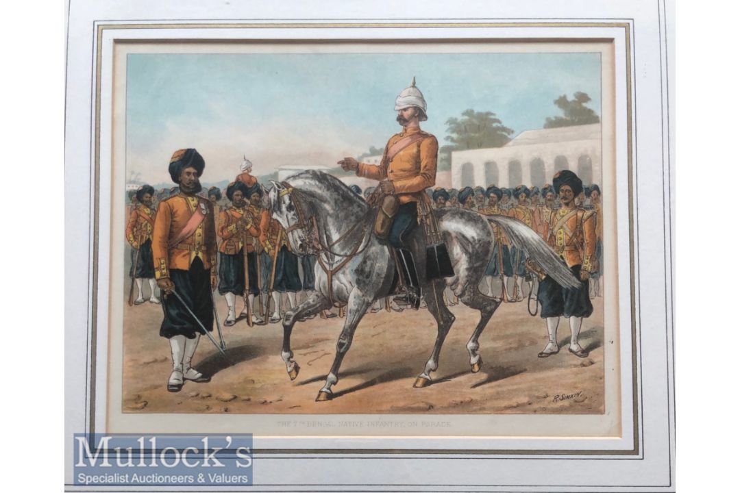 India - Original colour lithograph Sikhs of the 7th Bengal infantry on parade c1900s by R Simkin. In - Image 2 of 2