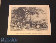 India - 19th century steel engraving showing Ranjit Singh and his cavalcade of Sikhs c1825 mounted