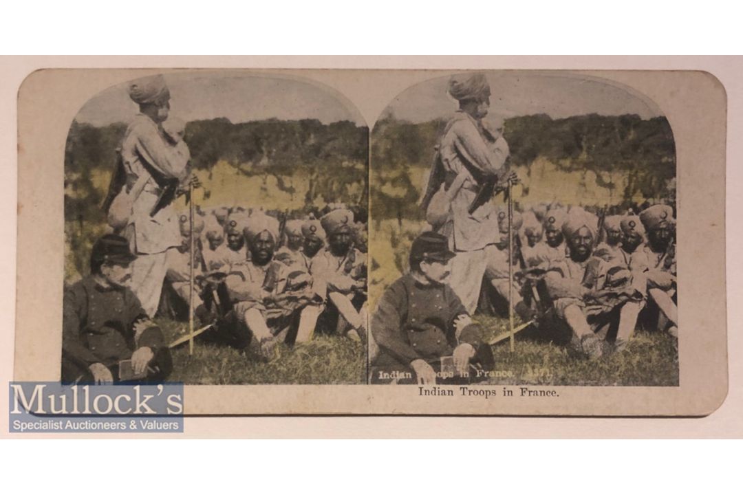 WWI Original stereo view showing 15th Sikh regiment in northern France^ WWI c1900s