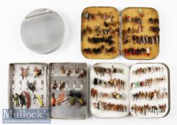 Alloy Fly and Cast Box Selection to include S. Allcock 5x3 ½” fly tin with assorted low water Salmon