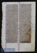 Very early Vellum Manuscript Leaf In Latin From A Medieval Bible. France - Paris about 1250 AD - the