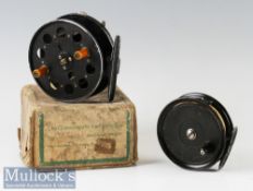 W R Products Speedia 4” Trotting Reel with twin amber handles^ black finish with side lever check^