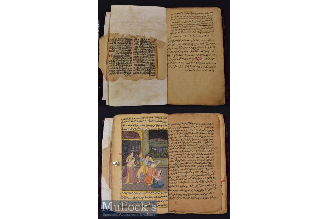 India-Persia Manuscript with Miniature Paintings - a Persian manuscript with 10x Indian Miniatures - Image 1 of 3