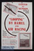 Hendon Easter Airshow. Large Showcard Poster Hendon 9-14th April 1914 - With two illustrations of