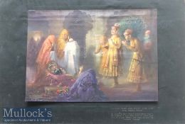 India Mughal Emperor Lithograph 19th century colour lithograph India. Mughal Emperor Akbar sees