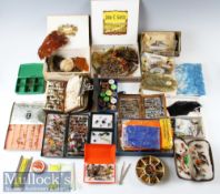 Assorted Fishing Flies and Feathers and Accessories includes a varied selection with boxes^ wallets^
