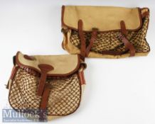 Barbour Fishing Tackle and Game Canvas Bag with shoulder strap^ netted pouch to front^ two front
