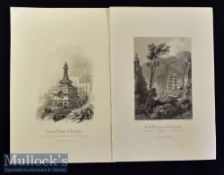 India - c1860 Fourteen steel engravings depicting various scenes such as Exterior of Hindoo