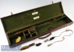 E J Churchill Gunmaker’s Ltd London Leather Gun Case ‘The VC Guncase’ labels internally^ with five
