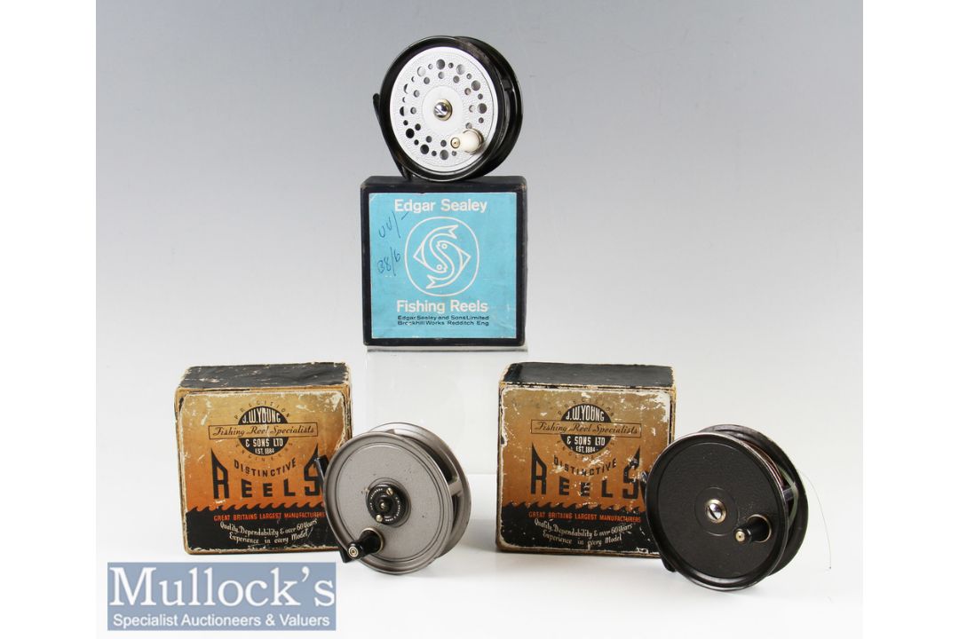 3x Boxed Fly Reels to include JW Youngs ‘Condex’ 3 ½” trout reel plus Edgar Sealey 3 ½” ‘Flyman’ fly - Image 1 of 2