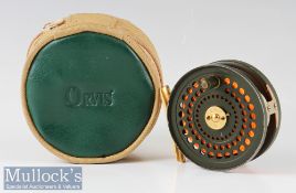 Orvis C F O IV 3 1/8” trout fly reel with green finish perforated body and foot^ U shape line guide^