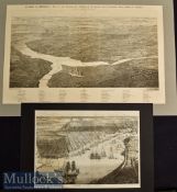 Americana – 1862 War on the Potomac in Virginia State and View of New Orleans Woodblock