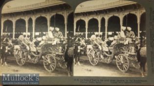 Original stereo view photo Silver Phaeton of H.H Maharaja of Jind Sikh state. Delhi durbar c1900s