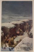 WWI Indian Military Postcard the Great War Indian troops freezing in the trenches. c1914