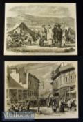 India & Punjab - Original engravings after W Carpenter ‘Street and Bazaar Peshwur’ 1858 25x19cm