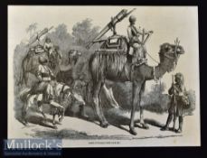 India & Punjab - Camel Jingalls original engraving from a periodical 1858 this artillery was used by