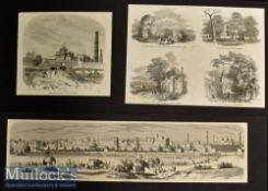 India and Punjab– The City of Lahore Original Panoramic Engraving 1857 showing troops with