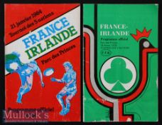 1978/1984 France v Ireland Rugby Programmes (2): 32pp attractive as ever French designs for the Parc