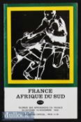 1968 France v S Africa 2nd Test Rugby Programme: 32pp attractive issue for the clash at Stade