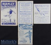 1945/46 Bolton Wanderers v Sunderland football programme date 10 Nov plus 1947/48 Bolton Wanderers v