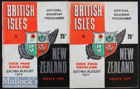 1971 British and I Lions Test Programmes in N Zealand (2): Two copies of the fourth, final and drawn