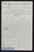 Bert Williams Signed 1943/44 Aston Villa v Walsall football programme football league North, date