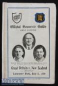 Rare 1930 British Lions v NZ 2nd Test Rugby Programme: Lions lost 13-10, on their way to a 3-1series