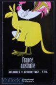 1967 France v Australia Rugby Programme: 11th February v the Wallabies at Colombes, France winning