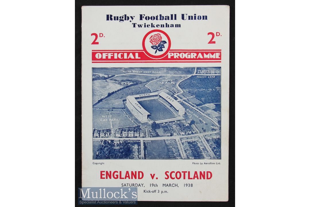 1938 England v Scotland Rugby Programme: In Scotland’s Triple Crown/Champs season, ‘Wilson Shaw’s