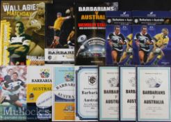 1958-2011 Barbarians (incl ‘Away’) v Australia Rugby Programmes (12): Incl some large format, a
