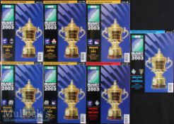 2003 Rugby World Cup Programmes (7): ‘Five Nations Countries’ Matches, all A5, France v Fiji, Japan,