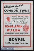 1947 Wales v England Rugby Programme: Those two sides shared the first post-war title. An 8pp