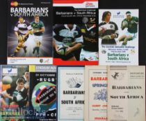 1952-2010 Barbarians (incl French) v S Africa Rugby Programmes (8): To include both the official and