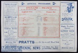 Rare 1926 England v France Rugby Programme: The large double sided ‘newspaper-style’ Twickenham