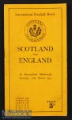 1933 Scotland v England Rugby Programme: Usual slim 4pp Murrayfield issue for this Calcutta Cup