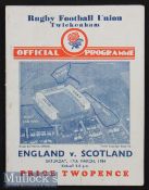 1934 England v Scotland Rugby Programme: In an England Triple Crown/Champs season, crisp clean