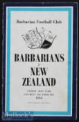 1954 Barbarians v New Zealand Rugby Programme: First of the distinctive Baabaas magazine-style