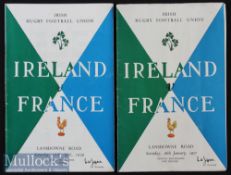 1957/1959 Ireland v France Rugby Programmes (2): Editions from the 11-6 and 9-5 home wins of 1957