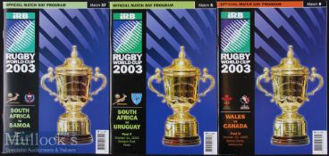 2003 Rugby World Cup Programmes (3): Pool games, A5; Wales v Canada, and S Africa v Uruguay & v