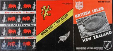 1959 British & I Lions to NZ Rugby Test Programmes (3): The first three varied, large format, packed