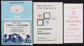 1970s County Championship Rugby Programmes (3): Finals - Gloucestershire v Surrey 1971 (lost 3-14 at